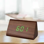 Triangle Wooden Style Digital LED Clock