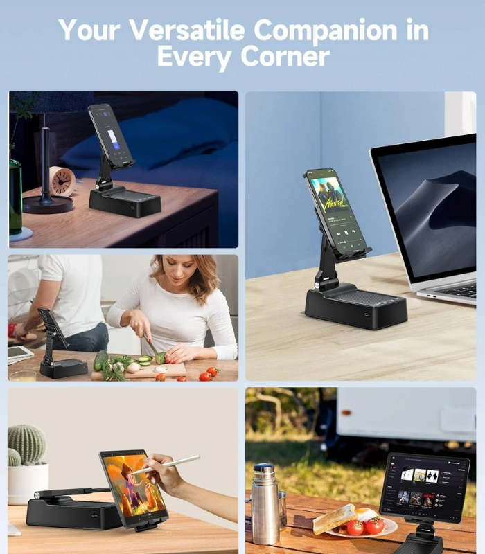 3-in-1 Bluetooth Speaker Phone Stand with Power Bank