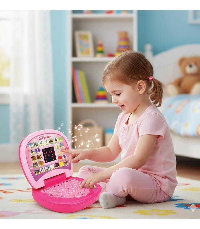 Battery Operated Educational Laptop With LED Display And Music For Kids