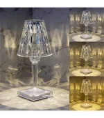 Rechargeable 3 Color Crystal Table Lamp Best For Bedroom Living