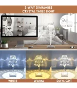 Rechargeable 3 Color Crystal Table Lamp Best For Bedroom Living