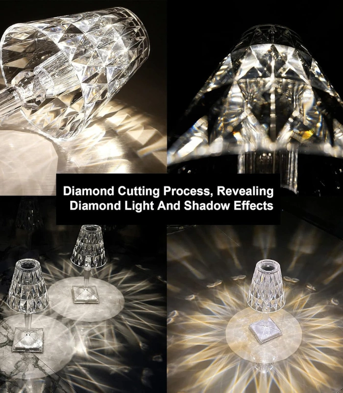 Rechargeable 3 Color Crystal Table Lamp Best For Bedroom Living