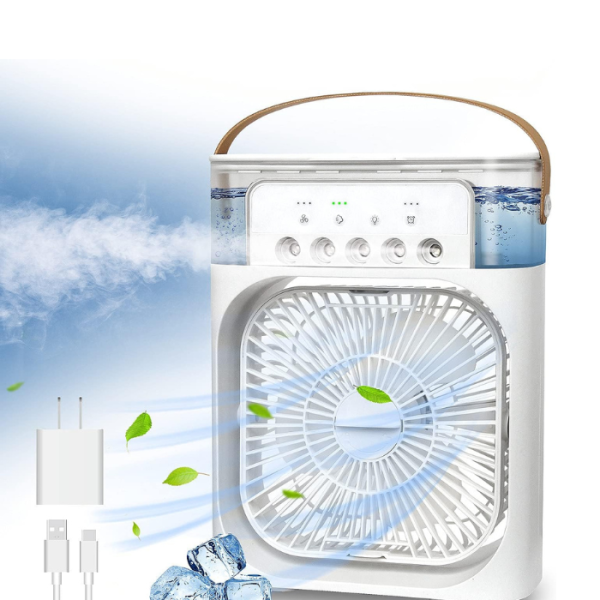 USB Portable Air Conditioner Cooling Fan with Humidifier Purifier Mist and LED Light