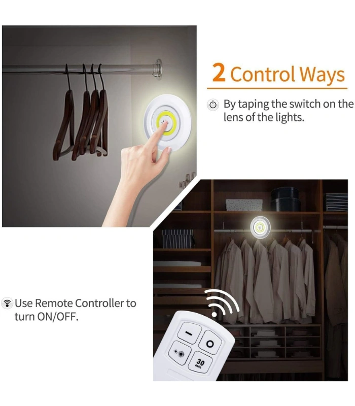 Wireless LED Puck Light With Remote Control Cabinet Lighting